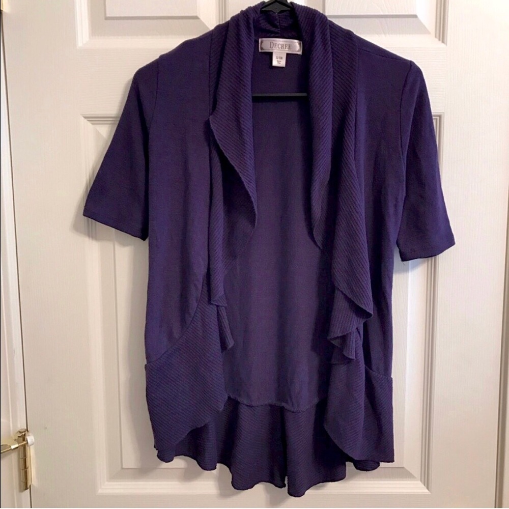 Decree Cardigan Sweater Size Small Purple Open Front Fly Away Flowy Knit EUC
